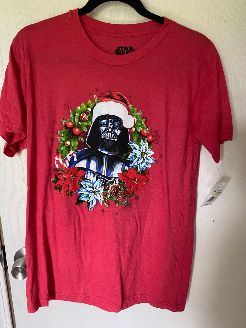 Star Wars Red Darth Vader Holiday Tee with Festive Wreath